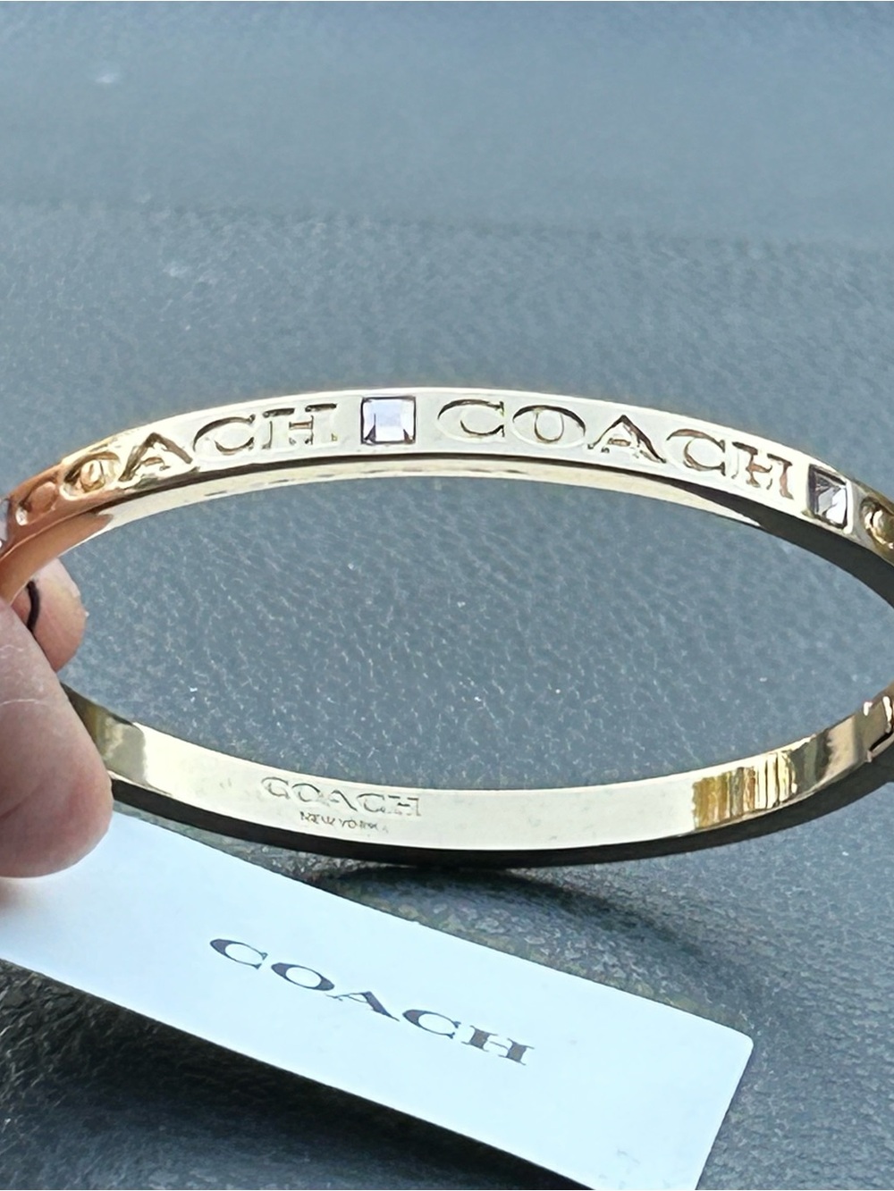 Genuine Coach Gold-Tone Logo Bangle Bracelet